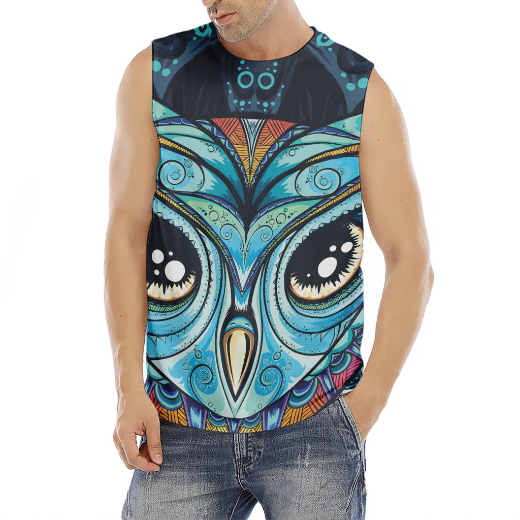 Colorful Tribal Owl Print Men's Fitness Tank Top