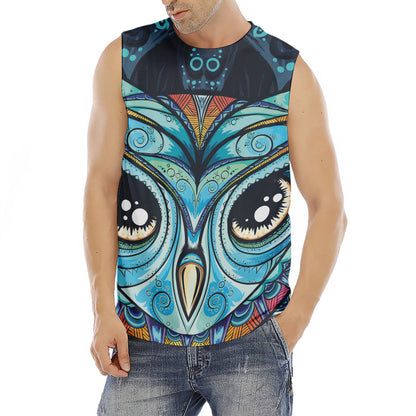 Colorful Tribal Owl Print Men's Fitness Tank Top