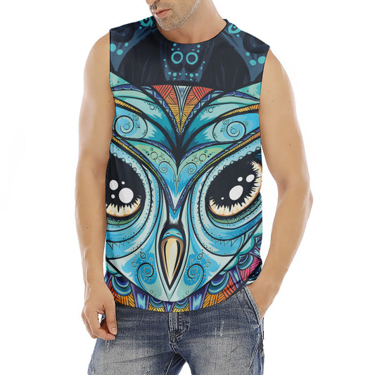 Colorful Tribal Owl Print Men's Fitness Tank Top