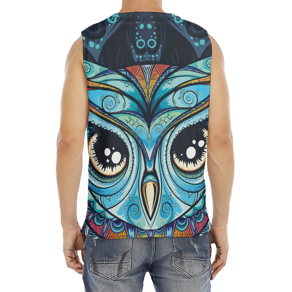 Colorful Tribal Owl Print Men's Fitness Tank Top