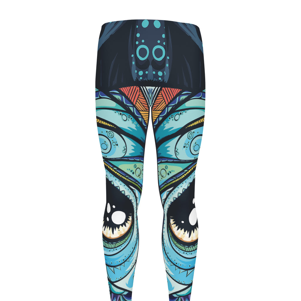 Colorful Tribal Owl Print Men's leggings