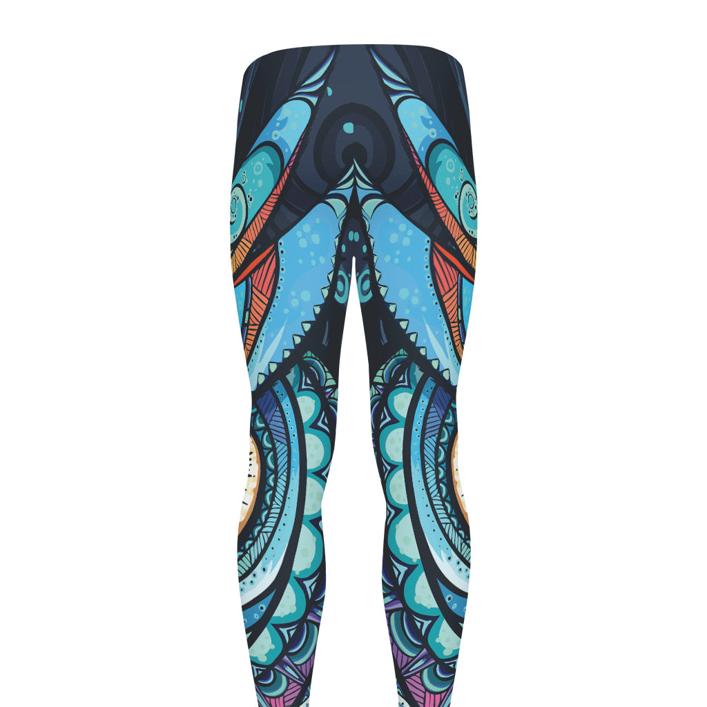 Colorful Tribal Owl Print Men's leggings