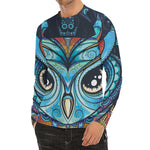 Colorful Tribal Owl Print Men's Long Sleeve Rash Guard