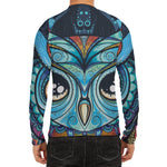 Colorful Tribal Owl Print Men's Long Sleeve Rash Guard