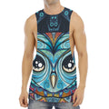 Colorful Tribal Owl Print Men's Muscle Tank Top