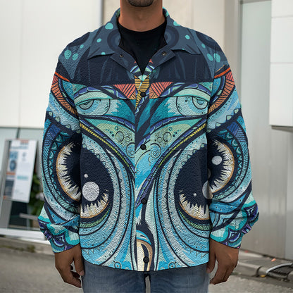 Colorful Tribal Owl Print Men's Shirt Jacket