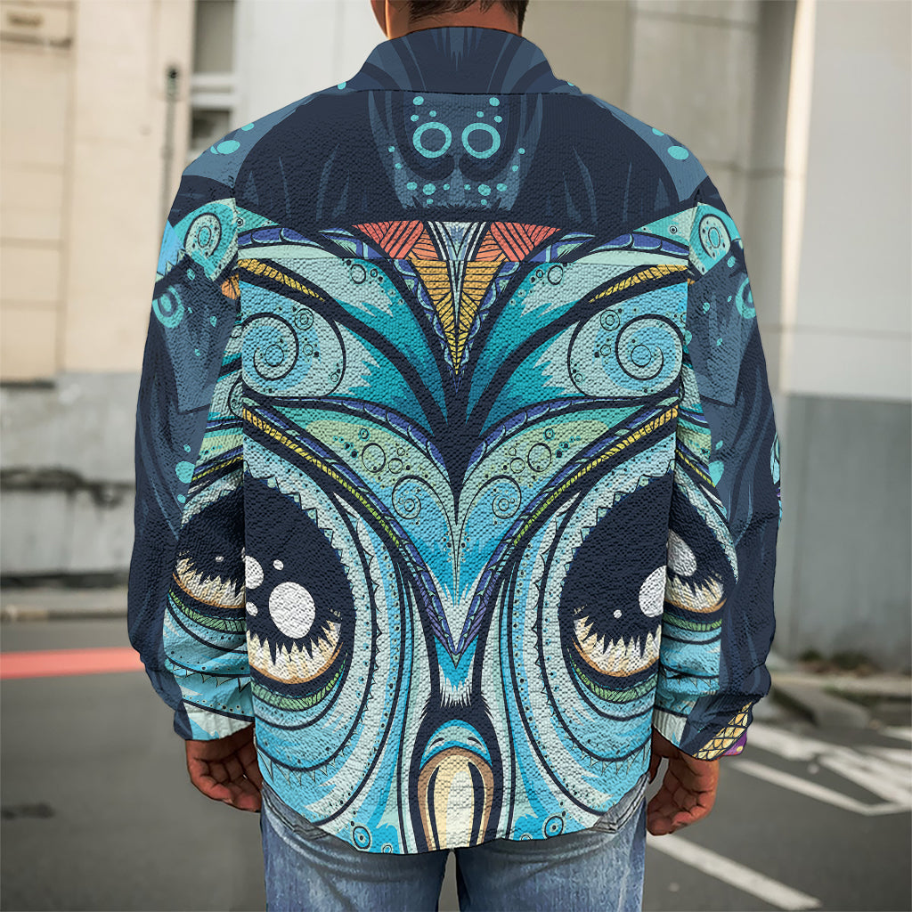 Colorful Tribal Owl Print Men's Shirt Jacket