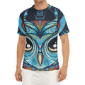 Colorful Tribal Owl Print Men's Short Sleeve Rash Guard