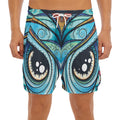 Colorful Tribal Owl Print Men's Split Running Shorts