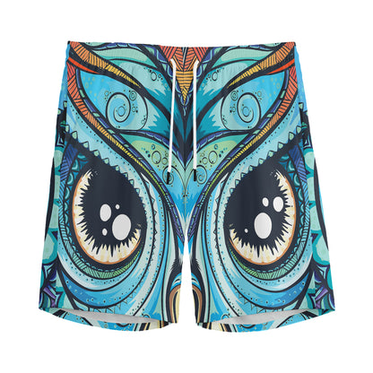 Colorful Tribal Owl Print Men's Sports Shorts