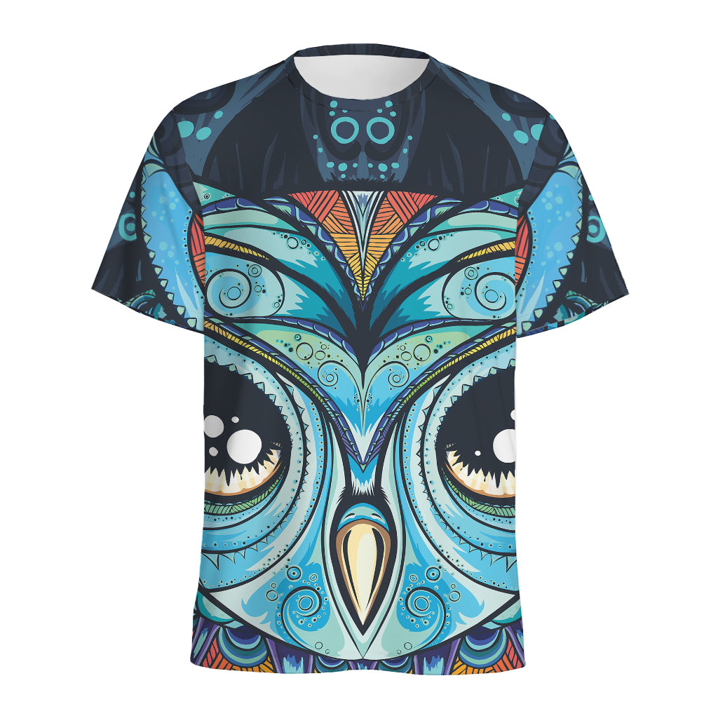 Colorful Tribal Owl Print Men's Sports T-Shirt