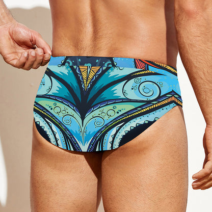Colorful Tribal Owl Print Men's Swim Briefs