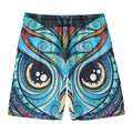 Colorful Tribal Owl Print Men's Swim Trunks