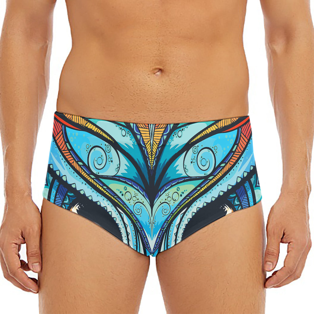 Colorful Tribal Owl Print Men's Triangle Swim Briefs
