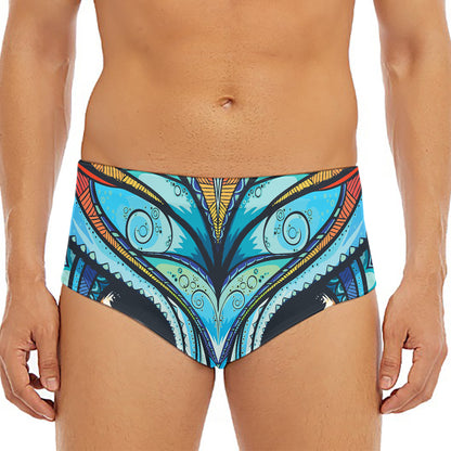 Colorful Tribal Owl Print Men's Triangle Swim Briefs