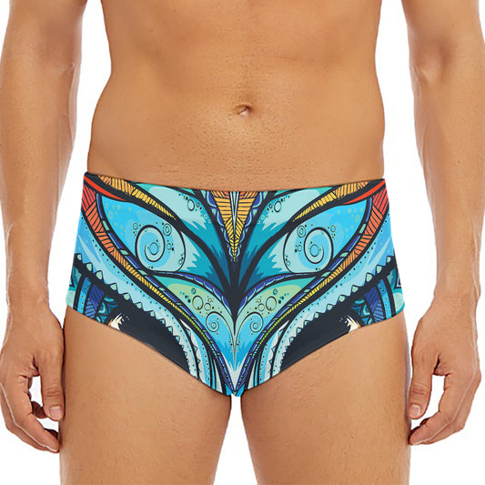 Colorful Tribal Owl Print Men's Triangle Swim Briefs