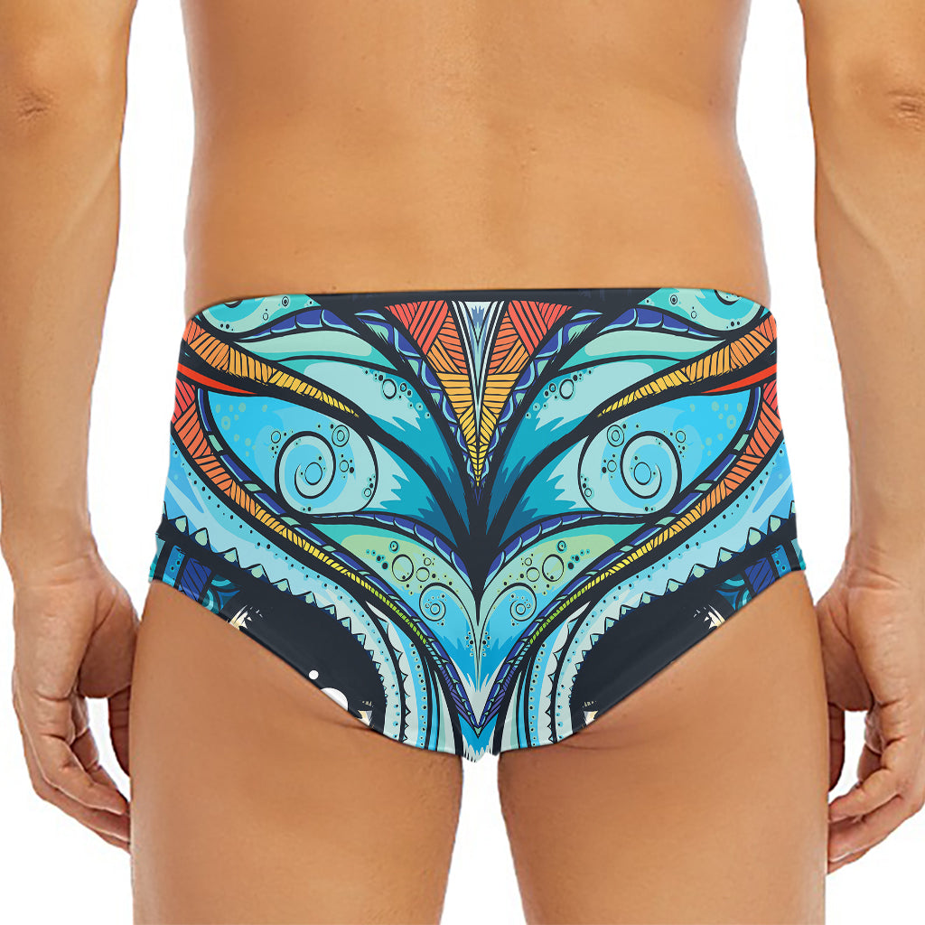 Colorful Tribal Owl Print Men's Triangle Swim Briefs