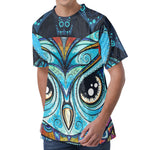 Colorful Tribal Owl Print Men's Velvet T-Shirt