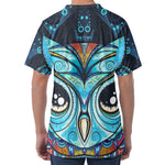 Colorful Tribal Owl Print Men's Velvet T-Shirt