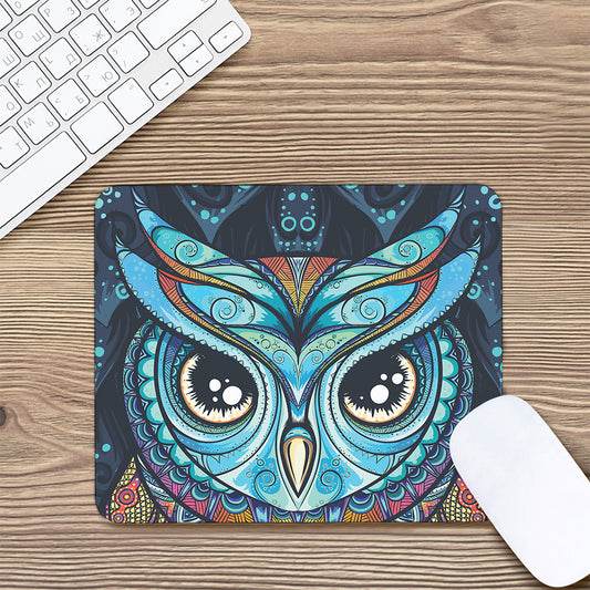 Colorful Tribal Owl Print Mouse Pad