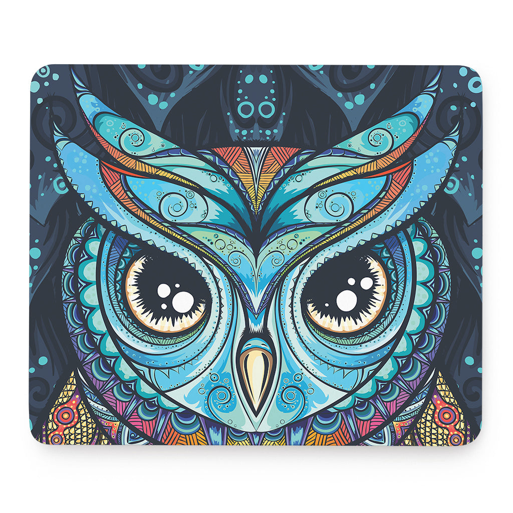 Colorful Tribal Owl Print Mouse Pad