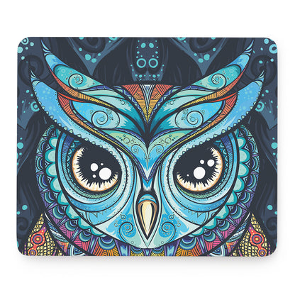 Colorful Tribal Owl Print Mouse Pad