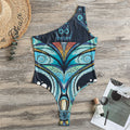 Colorful Tribal Owl Print One Shoulder Bodysuit