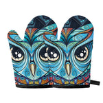 Colorful Tribal Owl Print Oven Mitts
