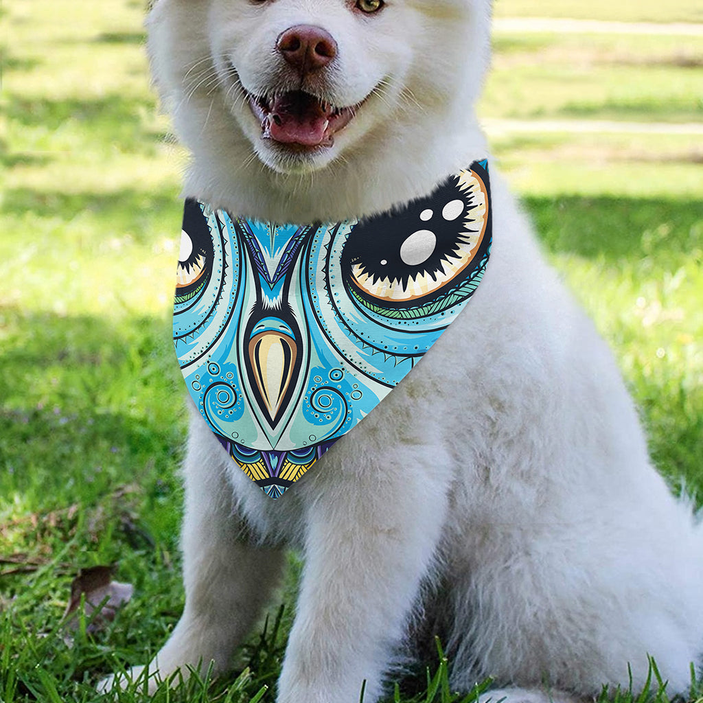 Colorful Tribal Owl Print Over The Collar Dog Bandana