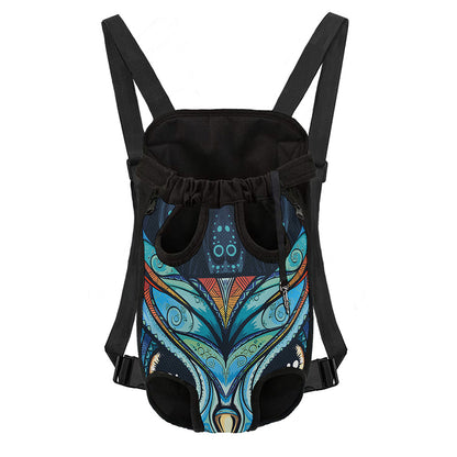 Colorful Tribal Owl Print Pet Carrier Backpack