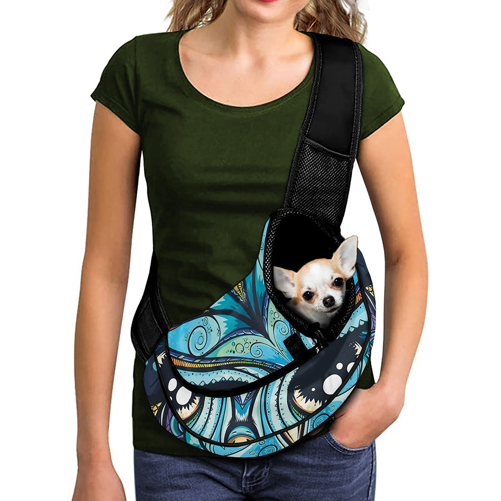Colorful Tribal Owl Print Pet Sling Carrier