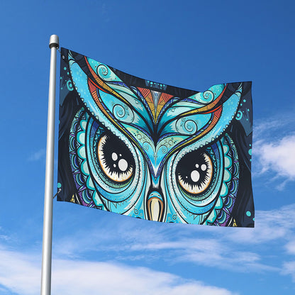 Colorful Tribal Owl Print Polyester Flag
