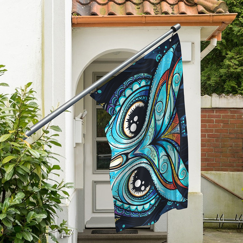 Colorful Tribal Owl Print Polyester Flag