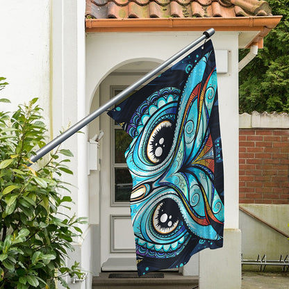 Colorful Tribal Owl Print Polyester Flag