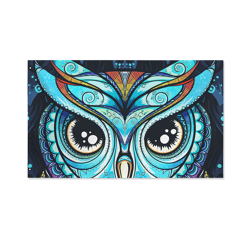 Colorful Tribal Owl Print Polyester Flag