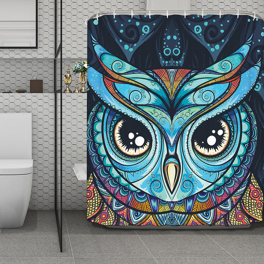 Colorful Tribal Owl Print Polyester Shower Curtain