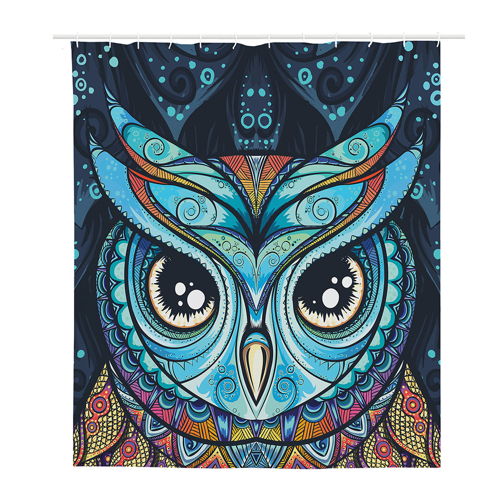 Colorful Tribal Owl Print Polyester Shower Curtain
