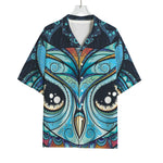 Colorful Tribal Owl Print Rayon Hawaiian Shirt
