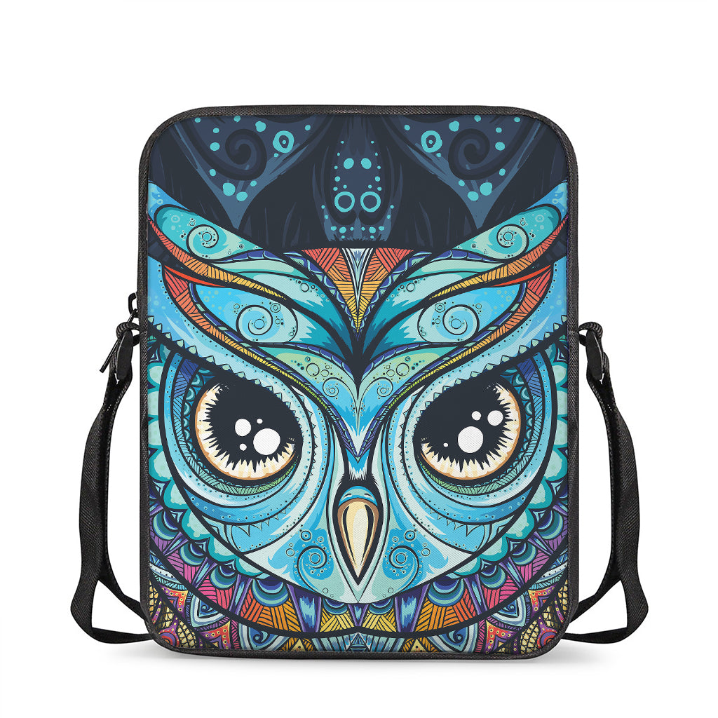 Colorful Tribal Owl Print Rectangular Crossbody Bag