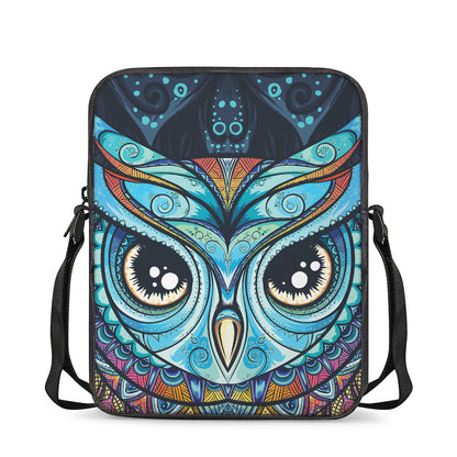 Colorful Tribal Owl Print Rectangular Crossbody Bag