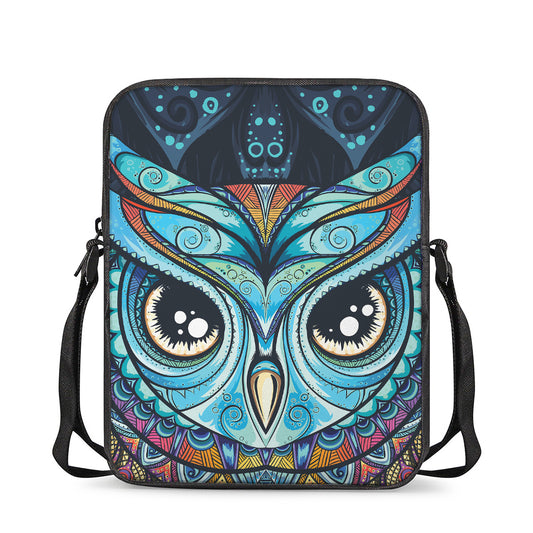 Colorful Tribal Owl Print Rectangular Crossbody Bag