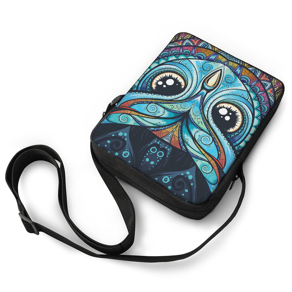 Colorful Tribal Owl Print Rectangular Crossbody Bag