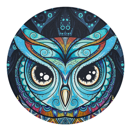 Colorful Tribal Owl Print Round Blanket