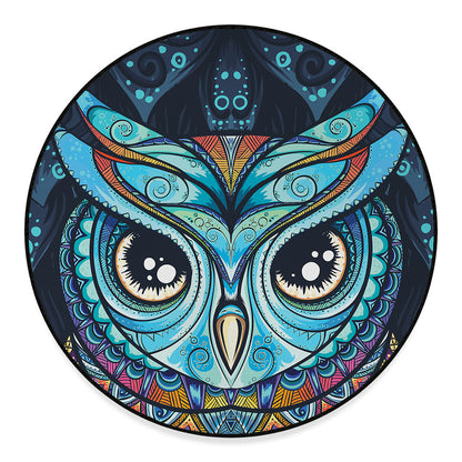 Colorful Tribal Owl Print Round Floor Mat