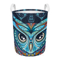 Colorful Tribal Owl Print Round Laundry Basket