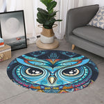 Colorful Tribal Owl Print Round Rug