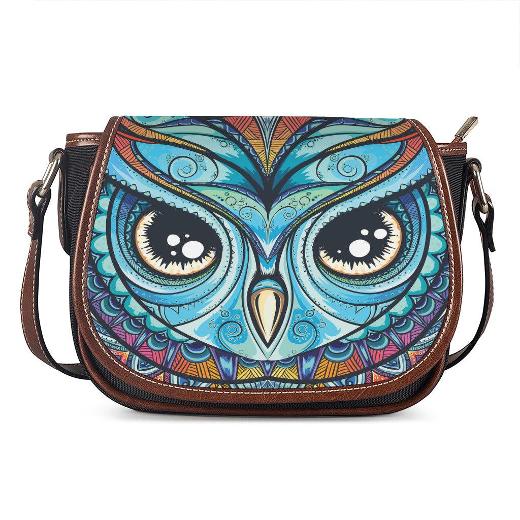 Colorful Tribal Owl Print Saddle Bag