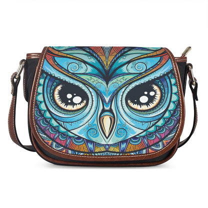 Colorful Tribal Owl Print Saddle Bag
