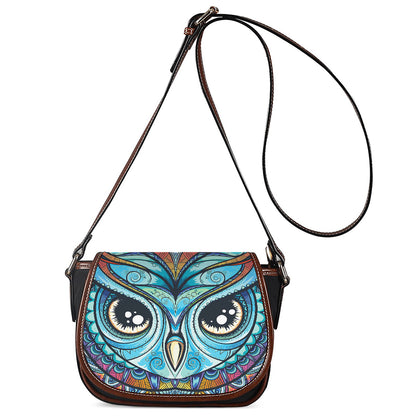 Colorful Tribal Owl Print Saddle Bag