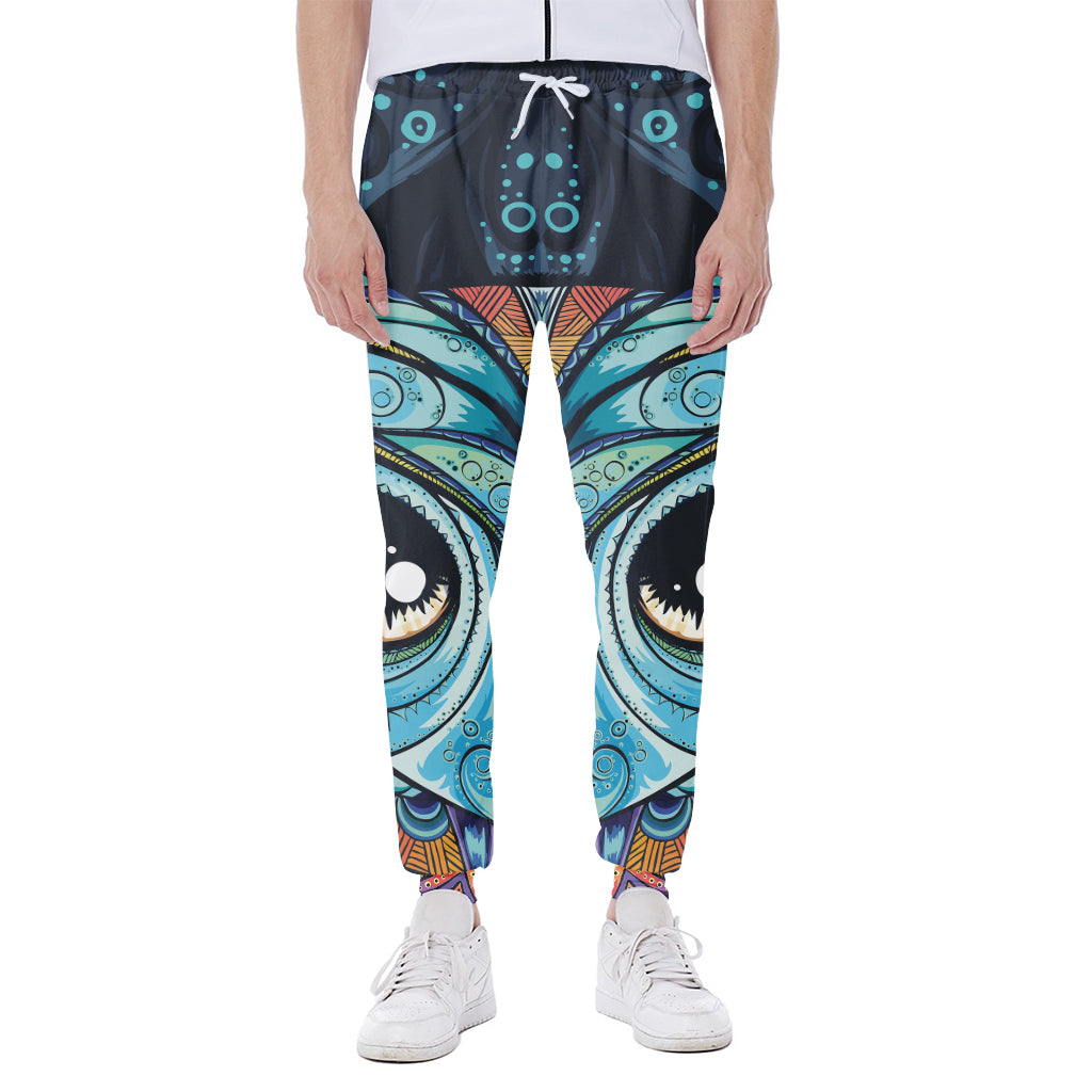 Colorful Tribal Owl Print Scuba Joggers